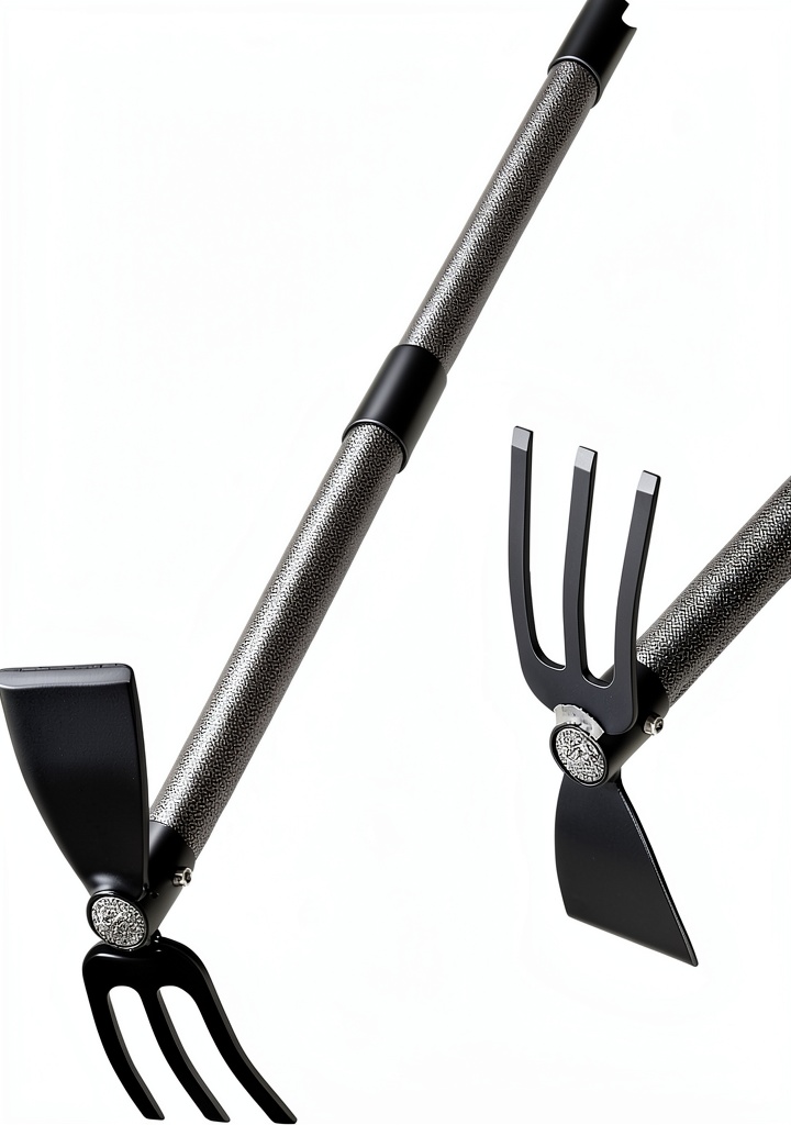 Gardener using Oliynedy cultivator in a backyard garden