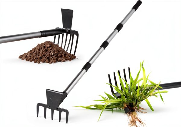 Walensee 2-in-1 Garden Hoe Black Metal Rake Adjustable-0