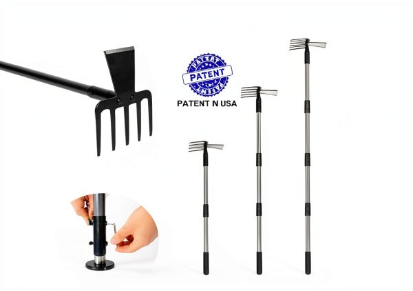 Walensee 2-in-1 Garden Hoe Black Metal Rake Adjustable-1