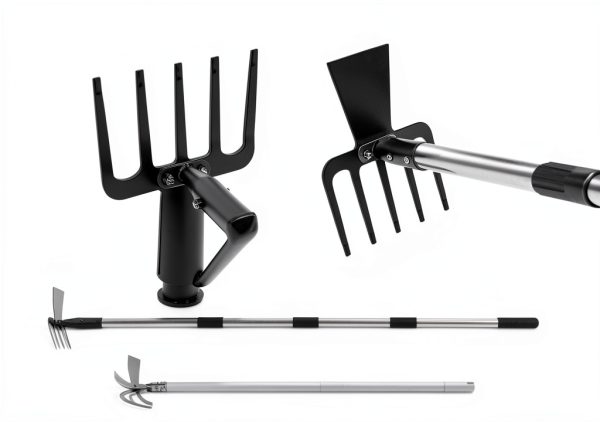 Walensee 2-in-1 Garden Hoe Black Metal Rake Adjustable-4