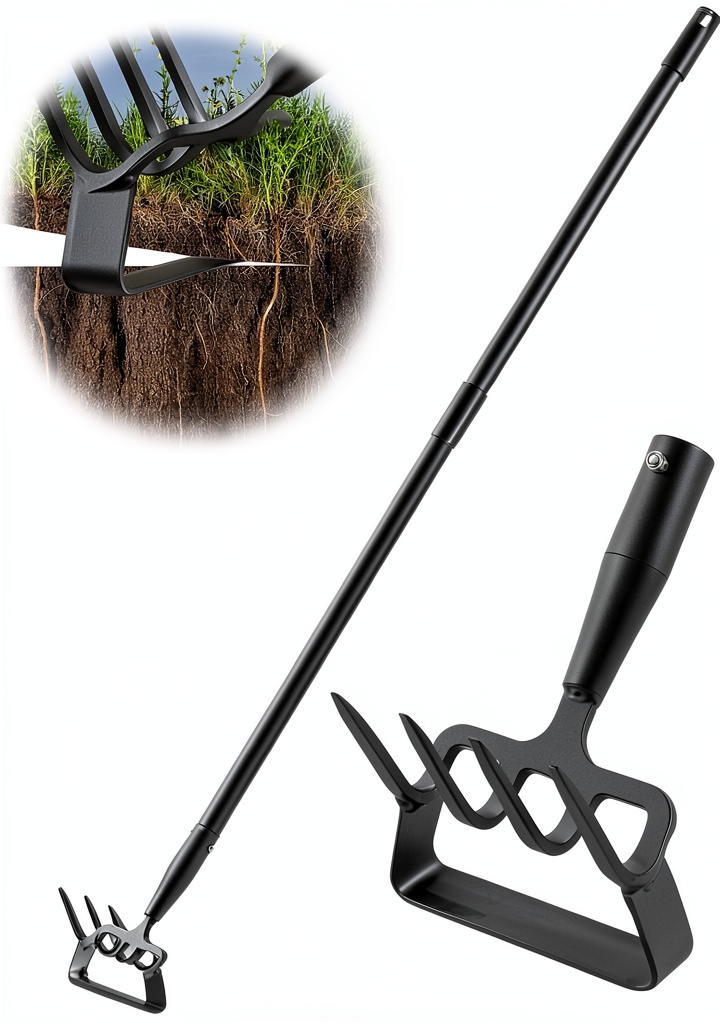 COCONUT garden hoe being used in a vegetable garden