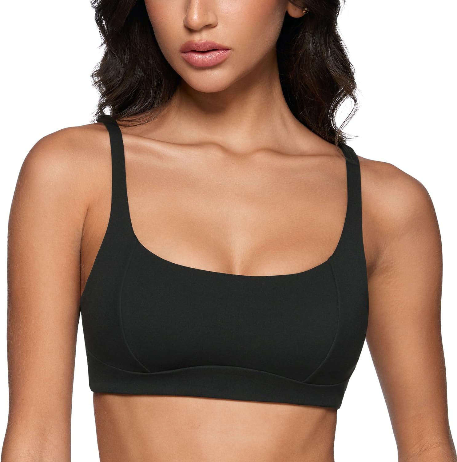 Installing Doecheii / Leylah Fernandez / Marimar Martinez Sports Bra Rhino Grey IG03B on a wooden bench
