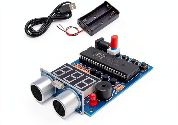 Ultrasonic Alarm Kit by AONTOKY HC-SR04 DIY Soldering Red-0